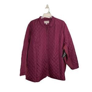 Woman Within Women's PLUS Size 4x Burgundy Quilted Lightweight Jacket Stretch